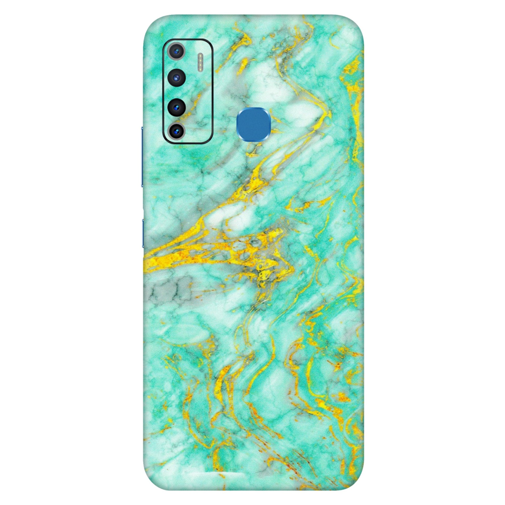 INFINIX Phone Skins (All Models) - Green And Gold Marble Feel - Matte Finish (M-16) Infinix Hot 9