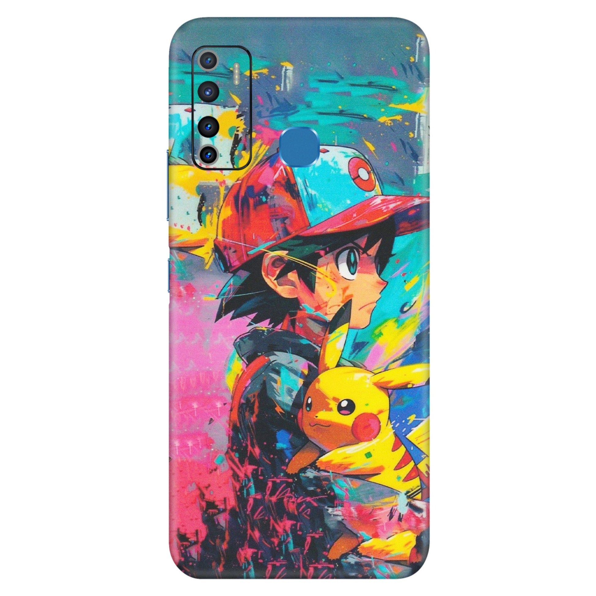 INFINIX Phone Skins (All Models) - Ash & Pikachu - Matte Finish (M-26) Infinix Hot 9