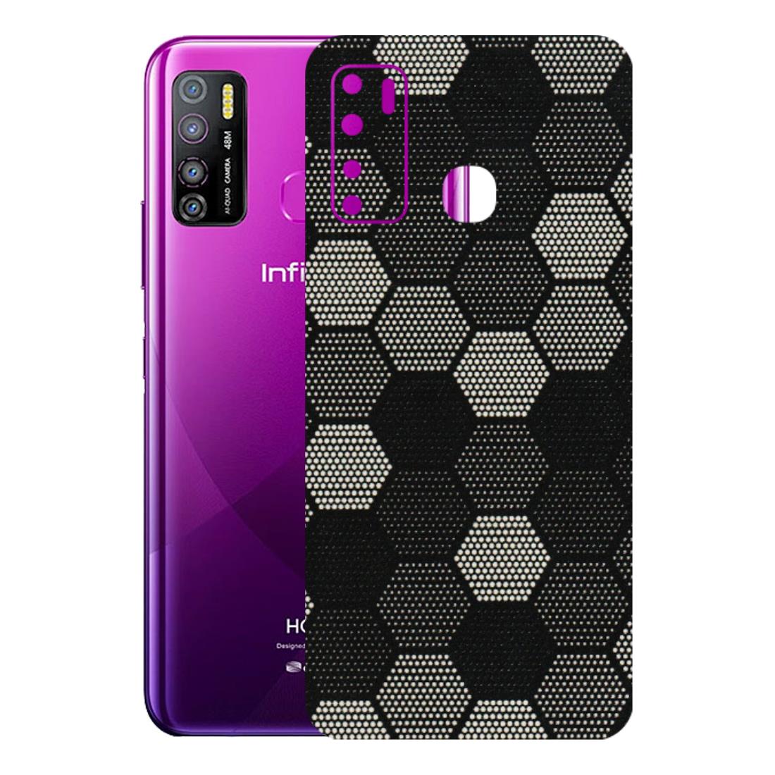 INFINIX Phone Skins (All Models) - Black & White Dotted Honeycomb Texture - 3D Embossed Finish (L-202) Infinix Hot 9 PRO