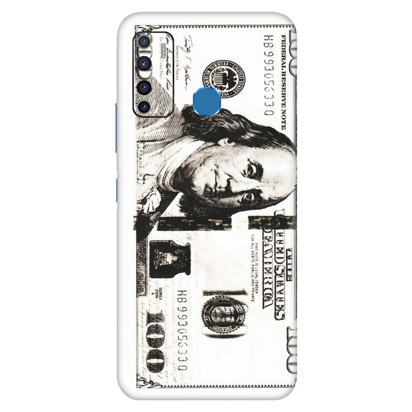 INFINIX Phone Skins (All Models) - 100 Dollar Currency - Transparent Finish (T-01) Infinix Hot 9