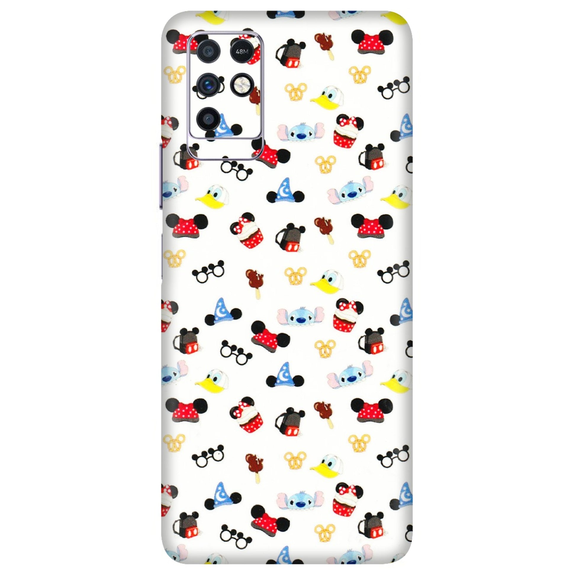 INFINIX Phone Skins (All Models) - Minnie Mouse & Donald Doodles s - 3D Embossed Finish (L-194) Infinix Note 10