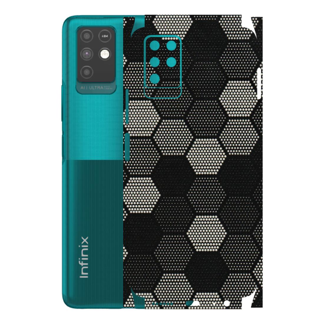 INFINIX Phone Skins (All Models) - Black & White Dotted Honeycomb Texture - 3D Embossed Finish (L-202) Infinix Note 10