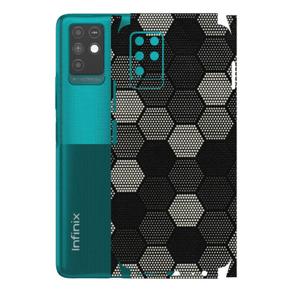 INFINIX Phone Skins (All Models) - Black & White Dotted Honeycomb Texture - 3D Embossed Finish (L-202) Infinix Note 10