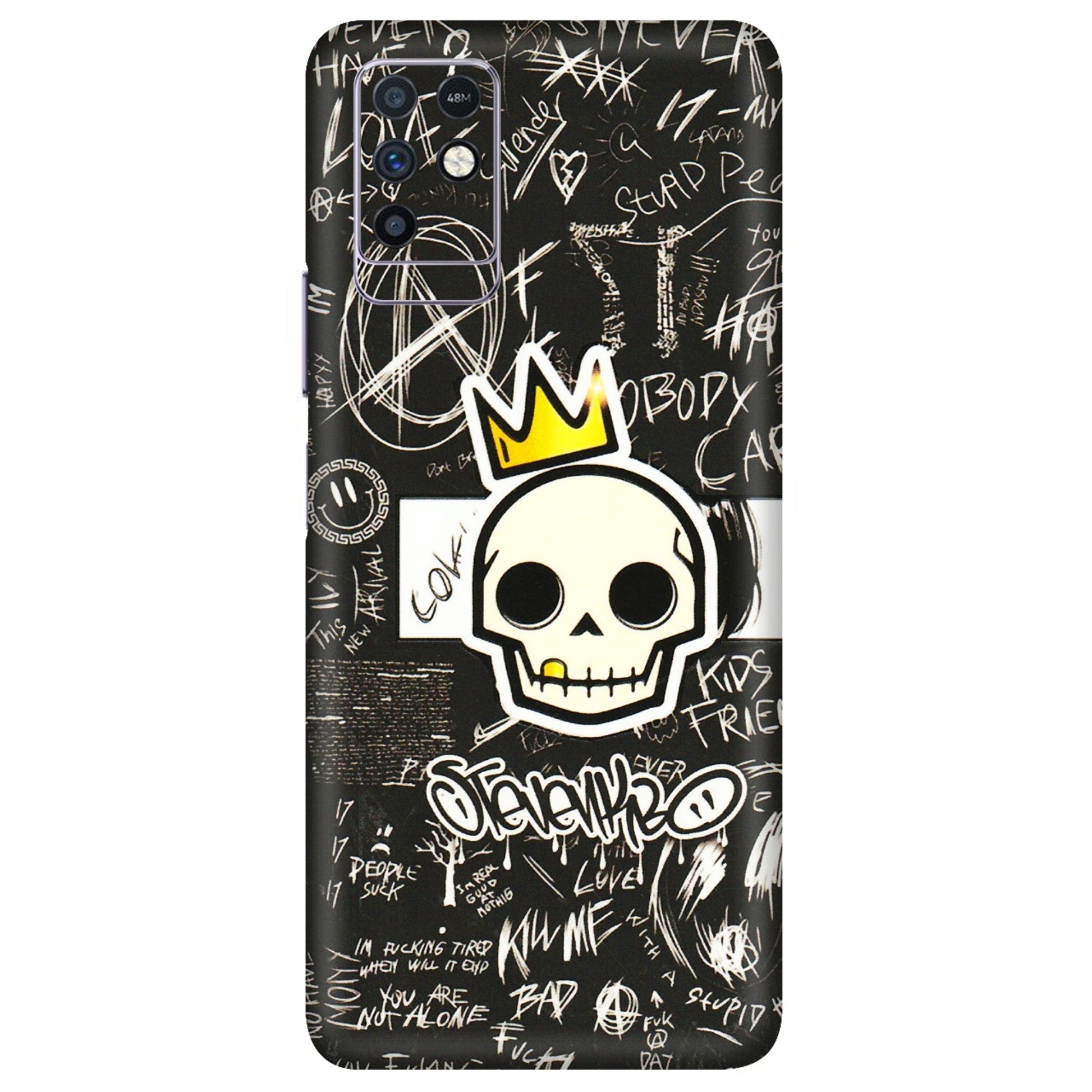 INFINIX Phone Skins (All Models) - Funny Skull Black Chalk Grafitti - 3D Embossed Finish (L-22) Infinix Note 10