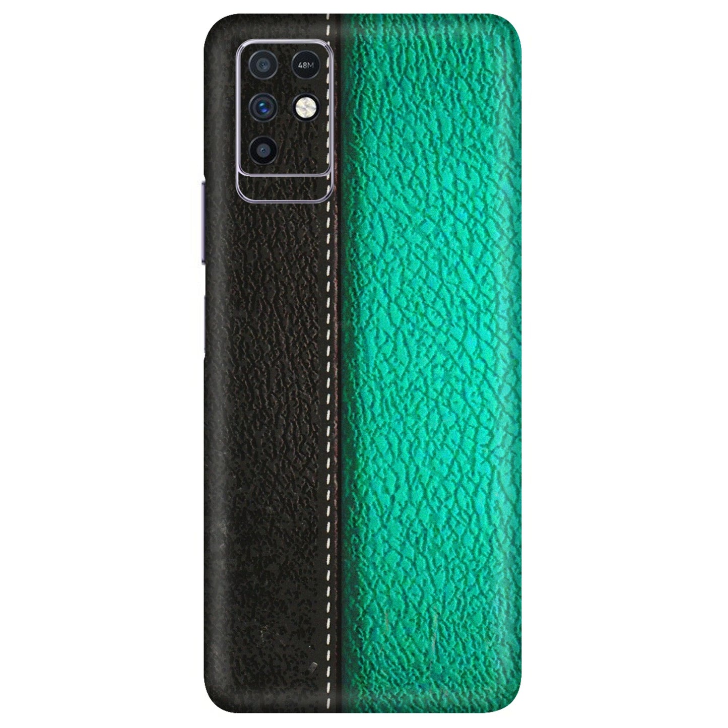 INFINIX Phone Skins (All Models) - Black Green Dual Leather Stich - 3D Embossed Finish (L-233) Infinix Note 10