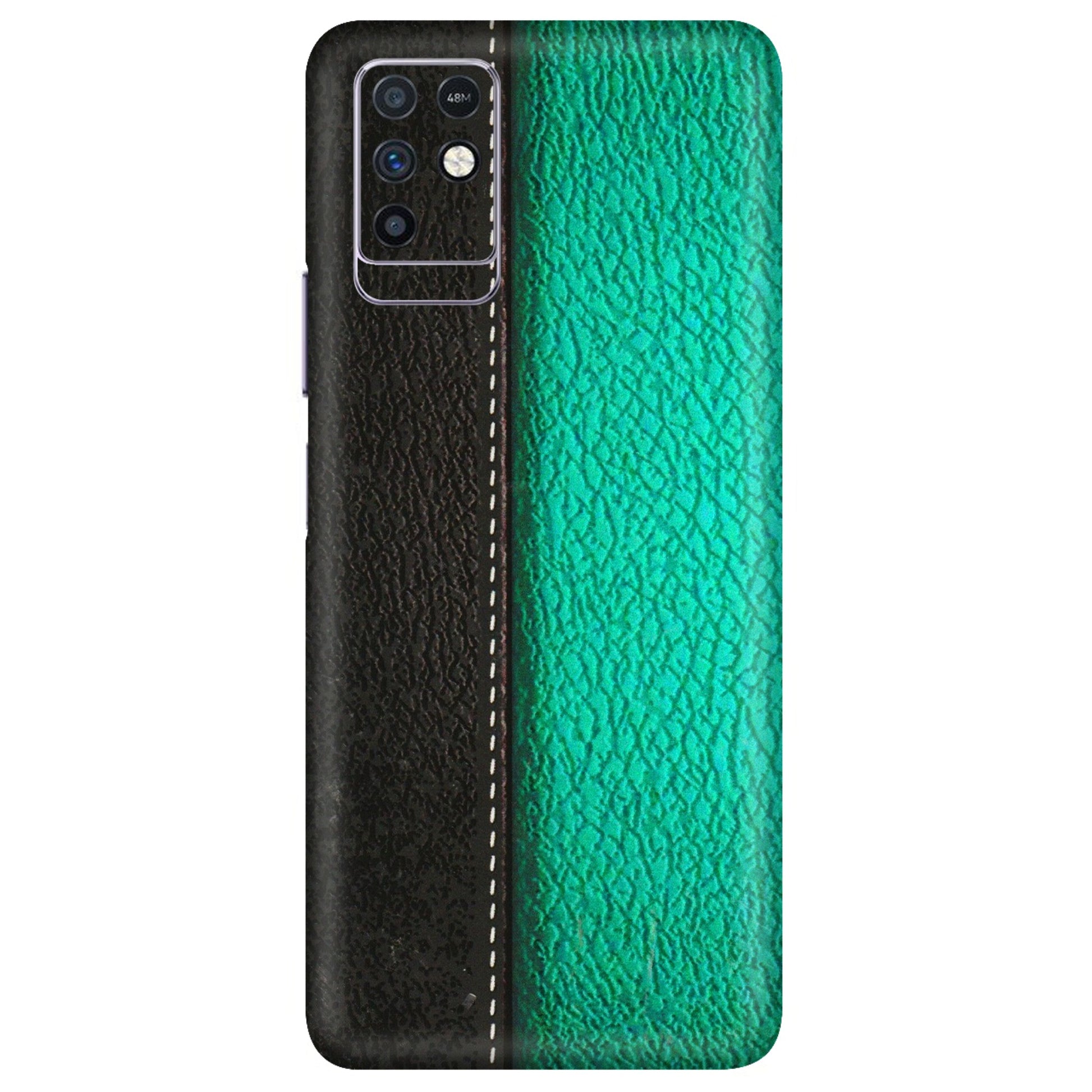 INFINIX Phone Skins (All Models) - Black Green Dual Leather Stich - 3D Embossed Finish (L-233) Infinix Note 10