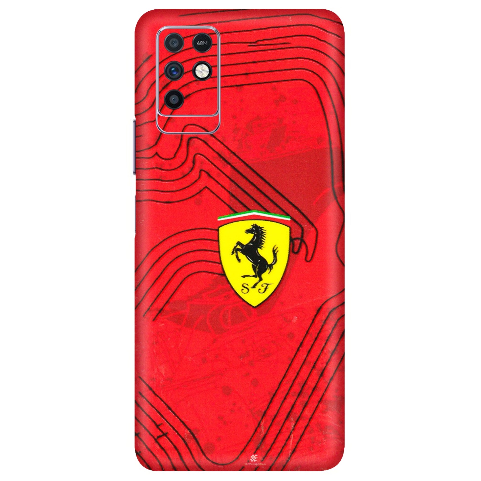 INFINIX Phone Skins (All Models) - Red Ferrari Logo Stylish - 3D Embossed Finish (L-238) Infinix Note 10