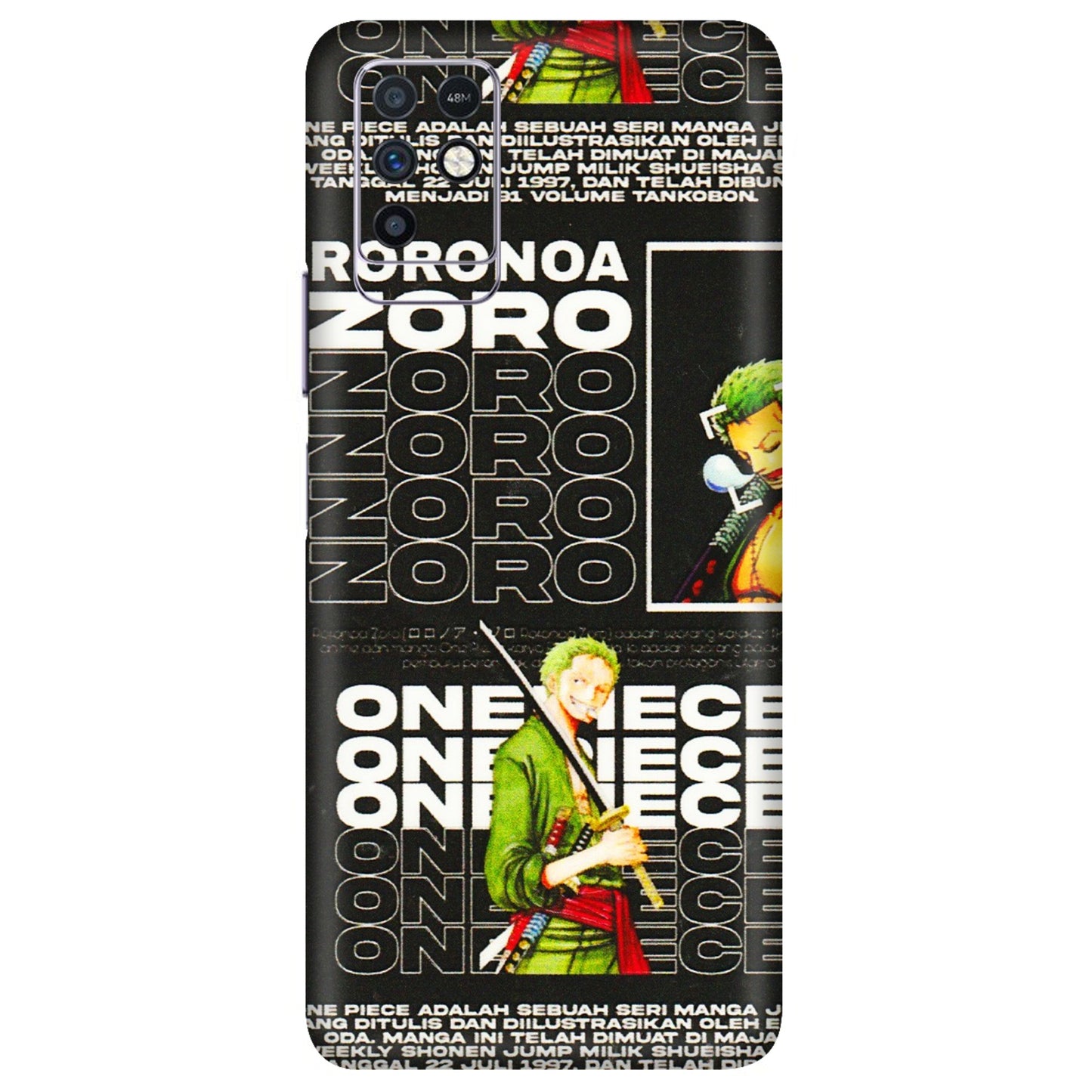 INFINIX Phone Skins (All Models) - One Piece Zoro - 3D Embossed Finish (L-250) Infinix Note 10
