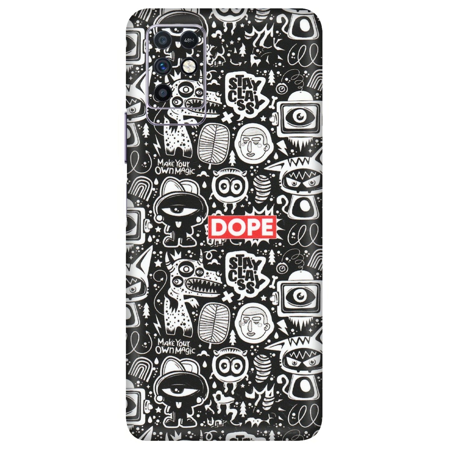 INFINIX Phone Skins (All Models) - Dope Stay Classy Black Doodles - Matte Finish (M-126) Infinix Note 10