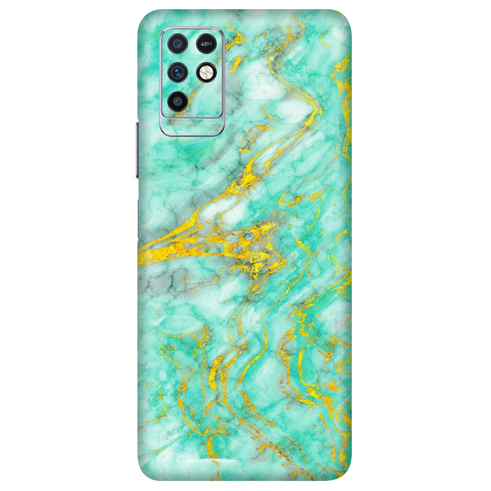 INFINIX Phone Skins (All Models) - Green And Gold Marble Feel - Matte Finish (M-16) Infinix Note 10