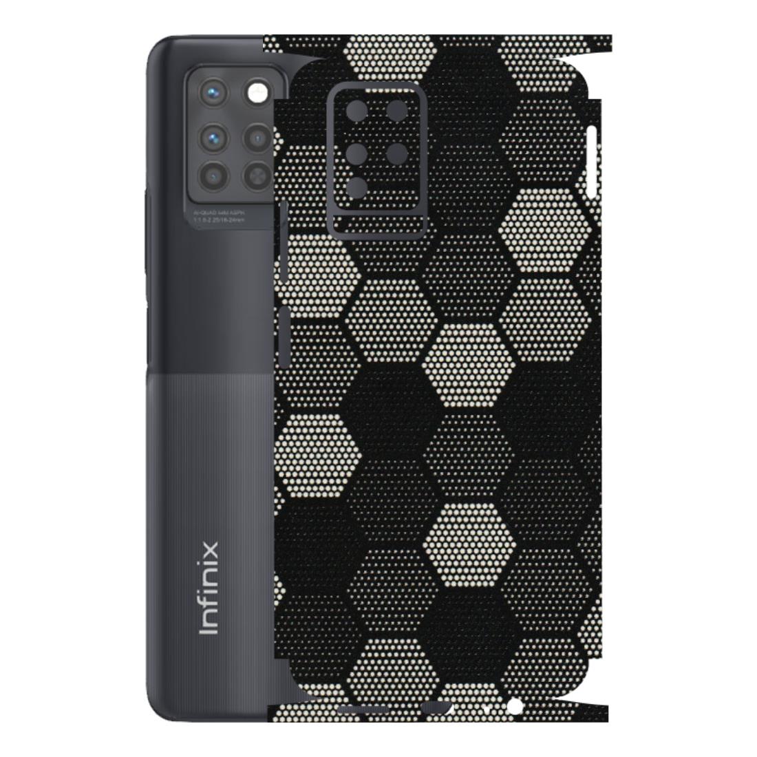 INFINIX Phone Skins (All Models) - Black & White Dotted Honeycomb Texture - 3D Embossed Finish (L-202) Infinix Note 10 PRO