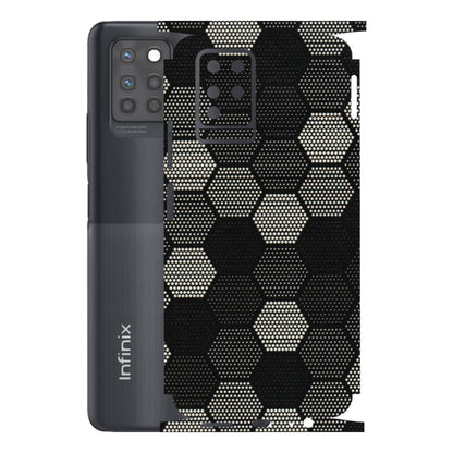INFINIX Phone Skins (All Models) - Black & White Dotted Honeycomb Texture - 3D Embossed Finish (L-202) Infinix Note 10 PRO