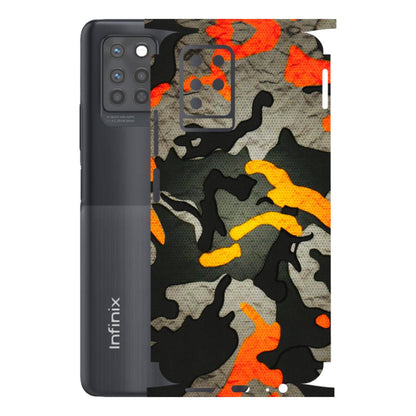 INFINIX Phone Skins (All Models) - Orange Camouflage - 3D Embossed Finish (L-204) Infinix Note 10 PRO