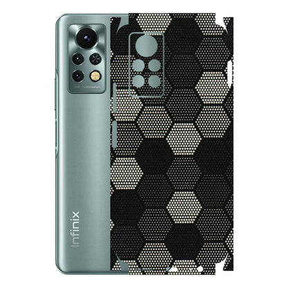 INFINIX Phone Skins (All Models) - Black & White Dotted Honeycomb Texture - 3D Embossed Finish (L-202) Infinix Note 11S