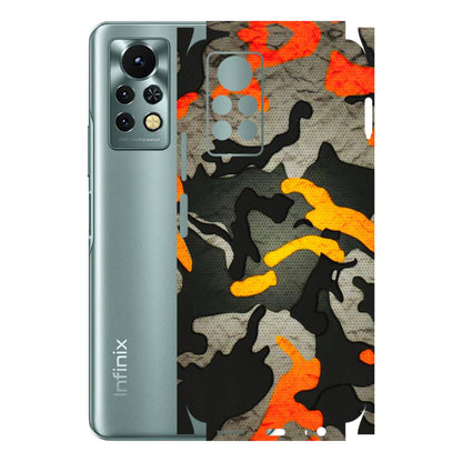 INFINIX Phone Skins (All Models) - Orange Camouflage - 3D Embossed Finish (L-204) Infinix Note 11S