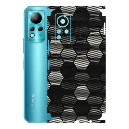 INFINIX Phone Skins (All Models) - Black & White Dotted Honeycomb Texture - 3D Embossed Finish (L-202) Infinix Note 11