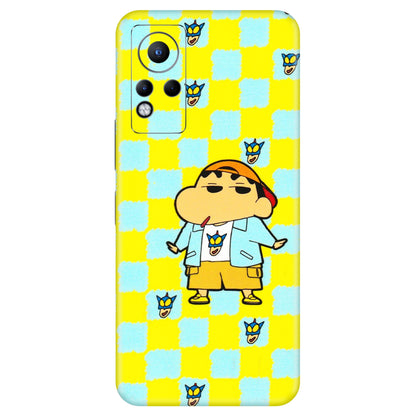 INFINIX Phone Skins (All Models) - Yellow Blue Shinchan Cute - 3D Embossed Finish (L-221) Infinix Note 11