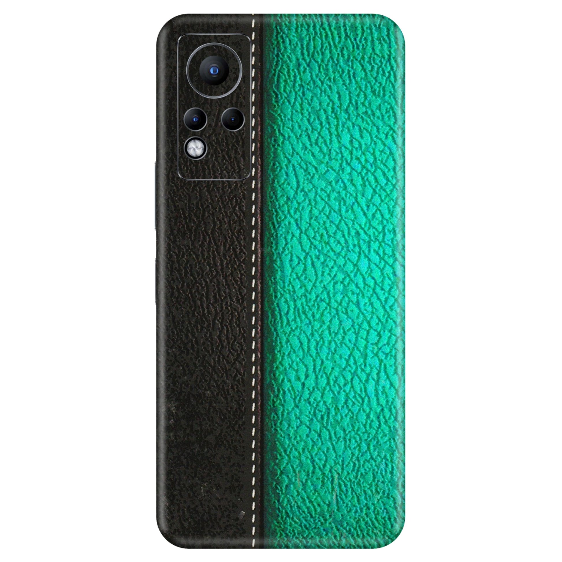 INFINIX Phone Skins (All Models) - Black Green Dual Leather Stich - 3D Embossed Finish (L-233) Infinix Note 11