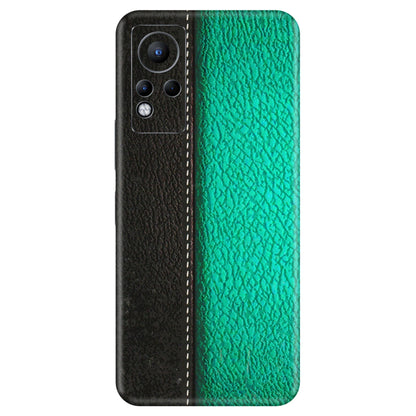INFINIX Phone Skins (All Models) - Black Green Dual Leather Stich - 3D Embossed Finish (L-233) Infinix Note 11