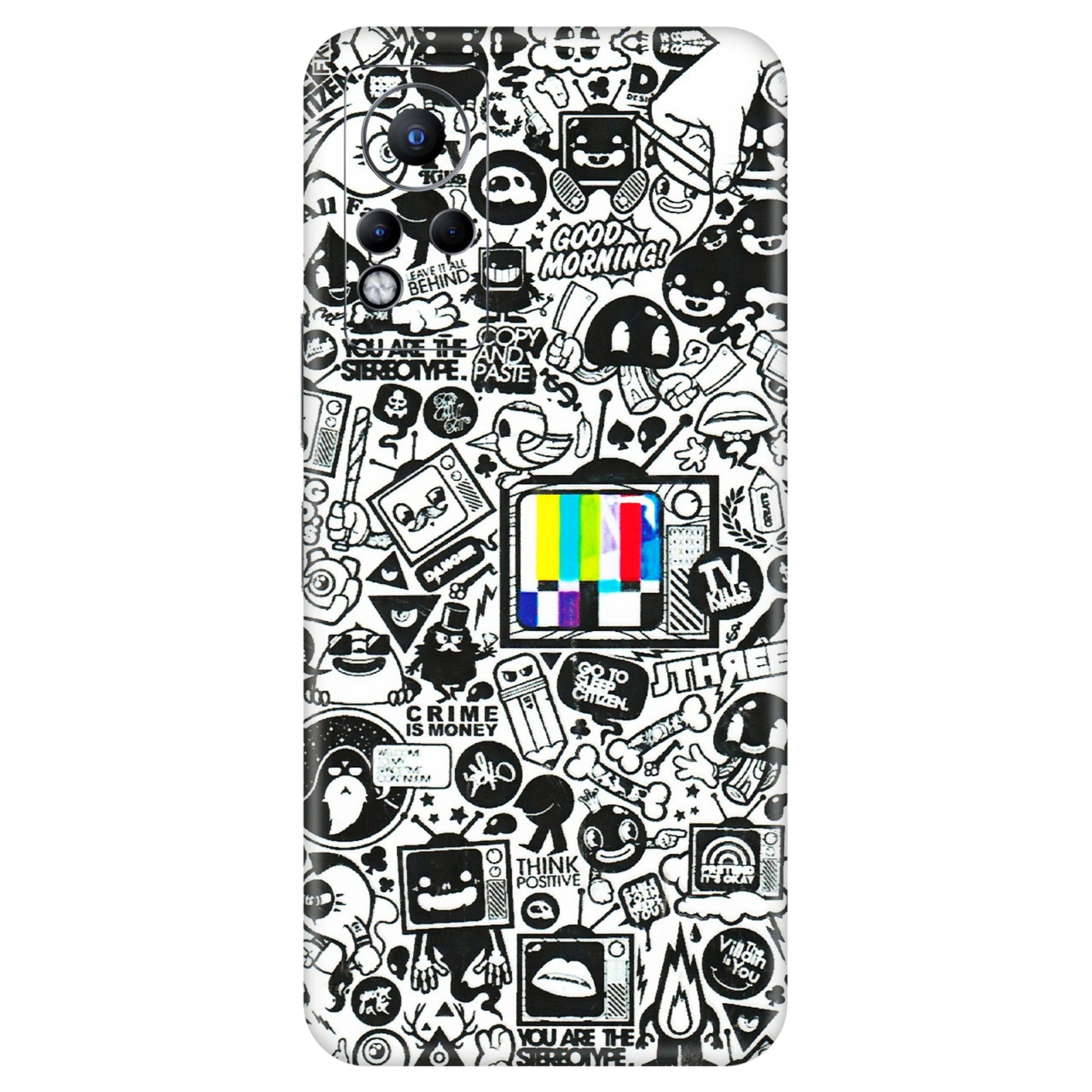 INFINIX Phone Skins (All Models) - Doodles Positive Art - 3D Embossed Finish (L-263) Infinix Note 11