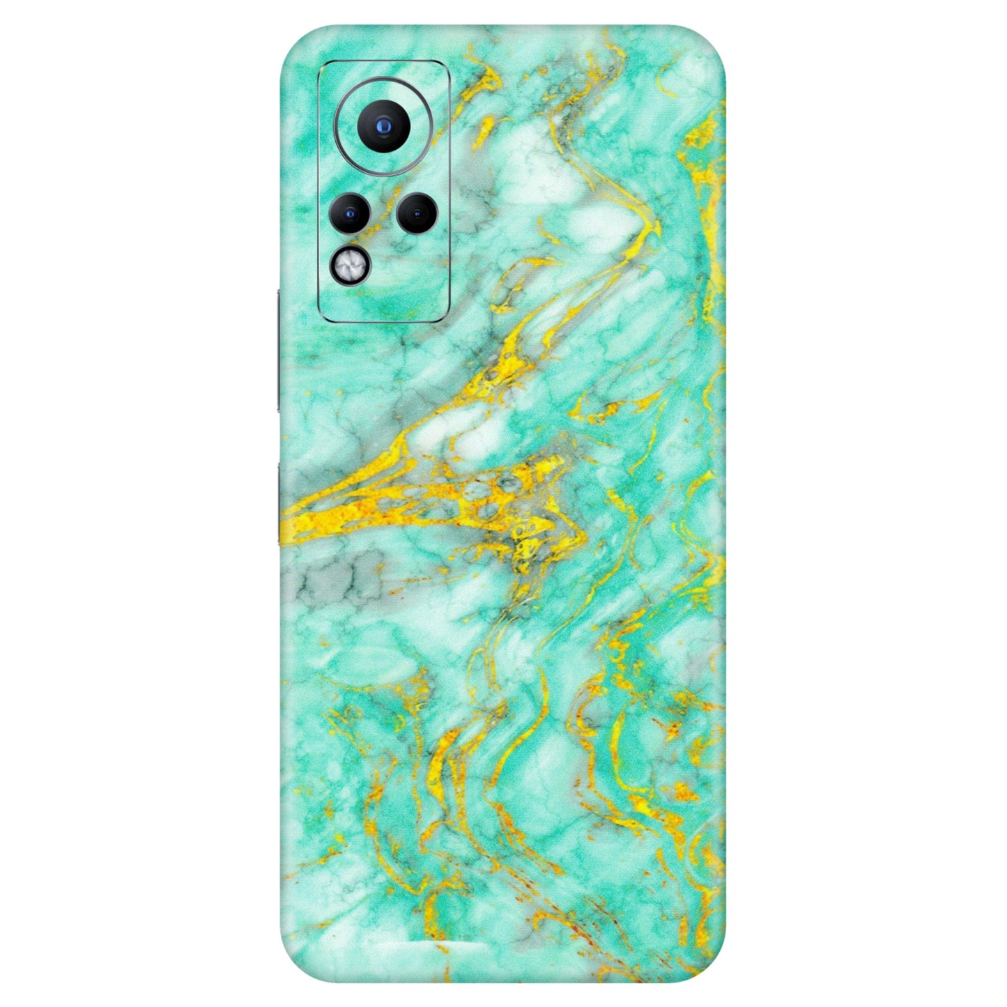 INFINIX Phone Skins (All Models) - Green And Gold Marble Feel - Matte Finish (M-16) Infinix Note 11