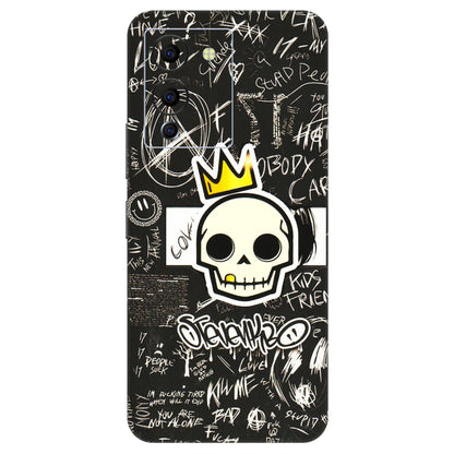 INFINIX Phone Skins (All Models) - Funny Skull Black Chalk Grafitti - 3D Embossed Finish (L-22) Infinix Note 12 G96