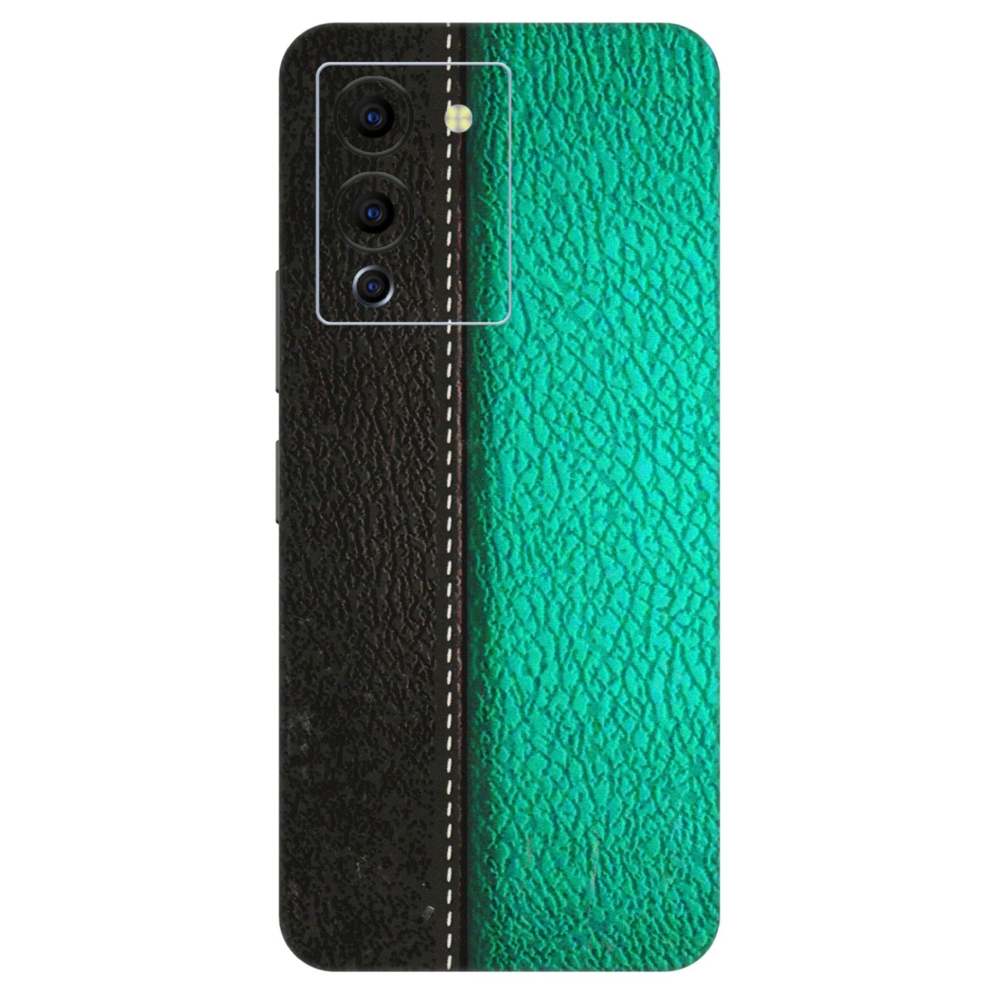 INFINIX Phone Skins (All Models) - Black Green Dual Leather Stich - 3D Embossed Finish (L-233) Infinix Note 12 G96