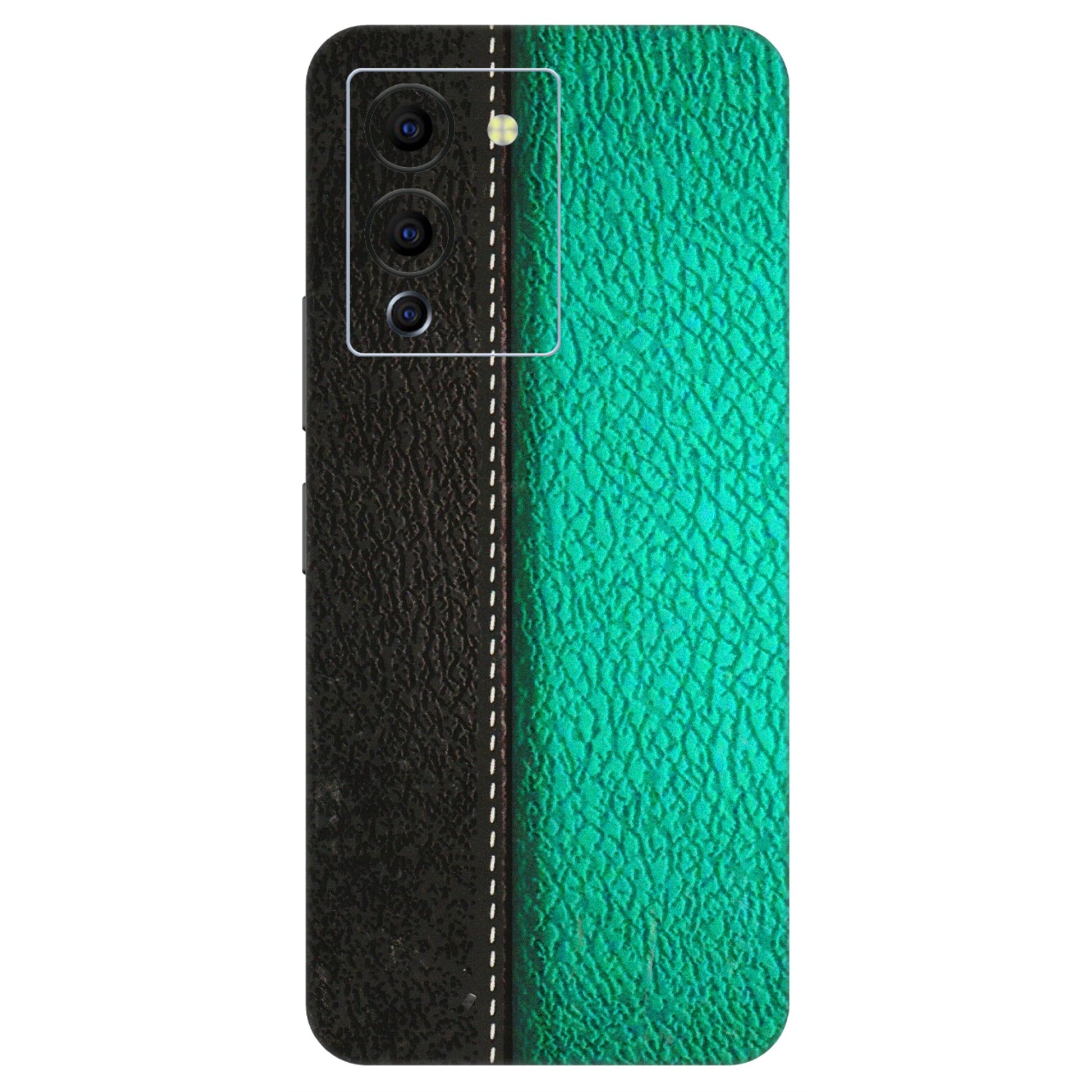 INFINIX Phone Skins (All Models) - Black Green Dual Leather Stich - 3D Embossed Finish (L-233) Infinix Note 12 G96