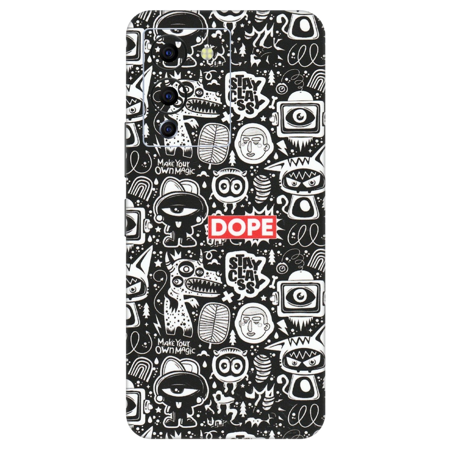 INFINIX Phone Skins (All Models) - Dope Stay Classy Black Doodles - Matte Finish (M-126) Infinix Note 12 G96