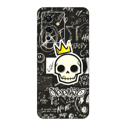 INFINIX Phone Skins (All Models) - Funny Skull Black Chalk Grafitti - 3D Embossed Finish (L-22) Infinix Note 12 Pro (5G)