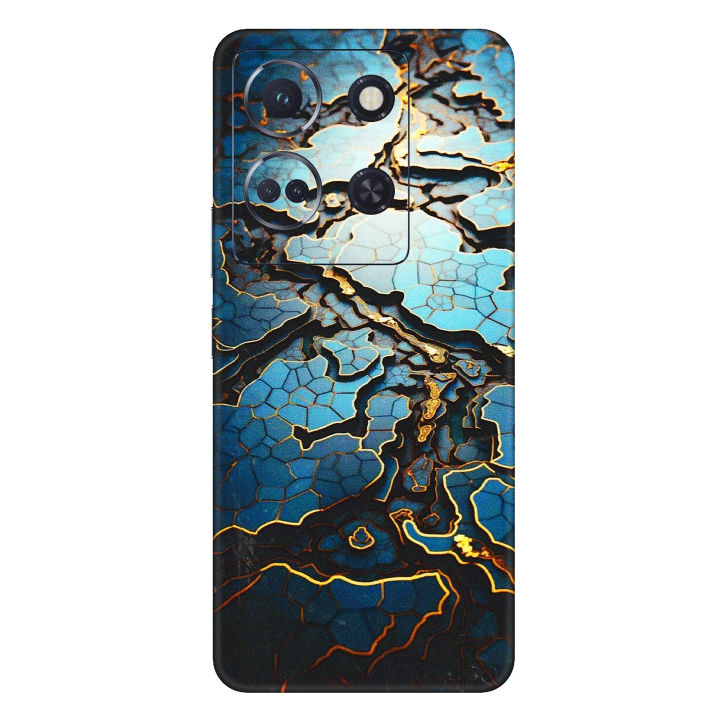 INFINIX Phone Skins (All Models) - Blue Gold Abstract - 3D Embossed Finish (L-11) Infinix Note 30 (5G)