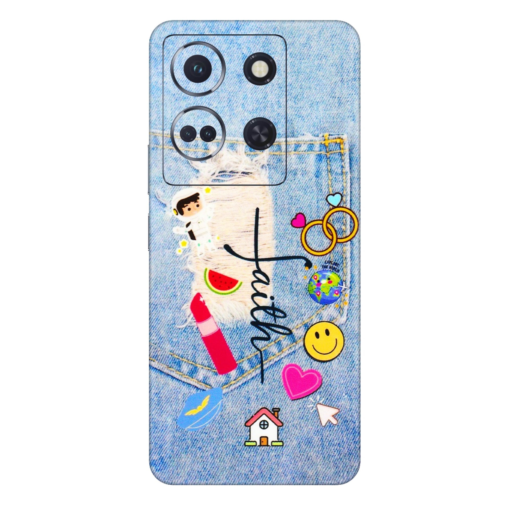 INFINIX Phone Skins (All Models) - Denim Jeans Pocket - 3D Embossed Finish (L-134) Infinix Note 30 (5G)