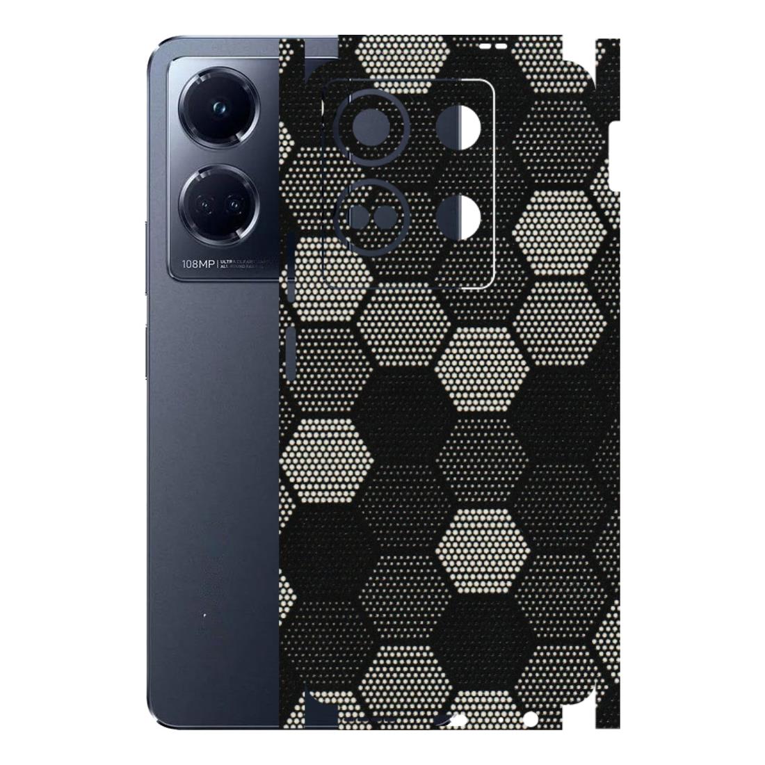 INFINIX Phone Skins (All Models) - Black & White Dotted Honeycomb Texture - 3D Embossed Finish (L-202) Infinix Note 30 (5G)