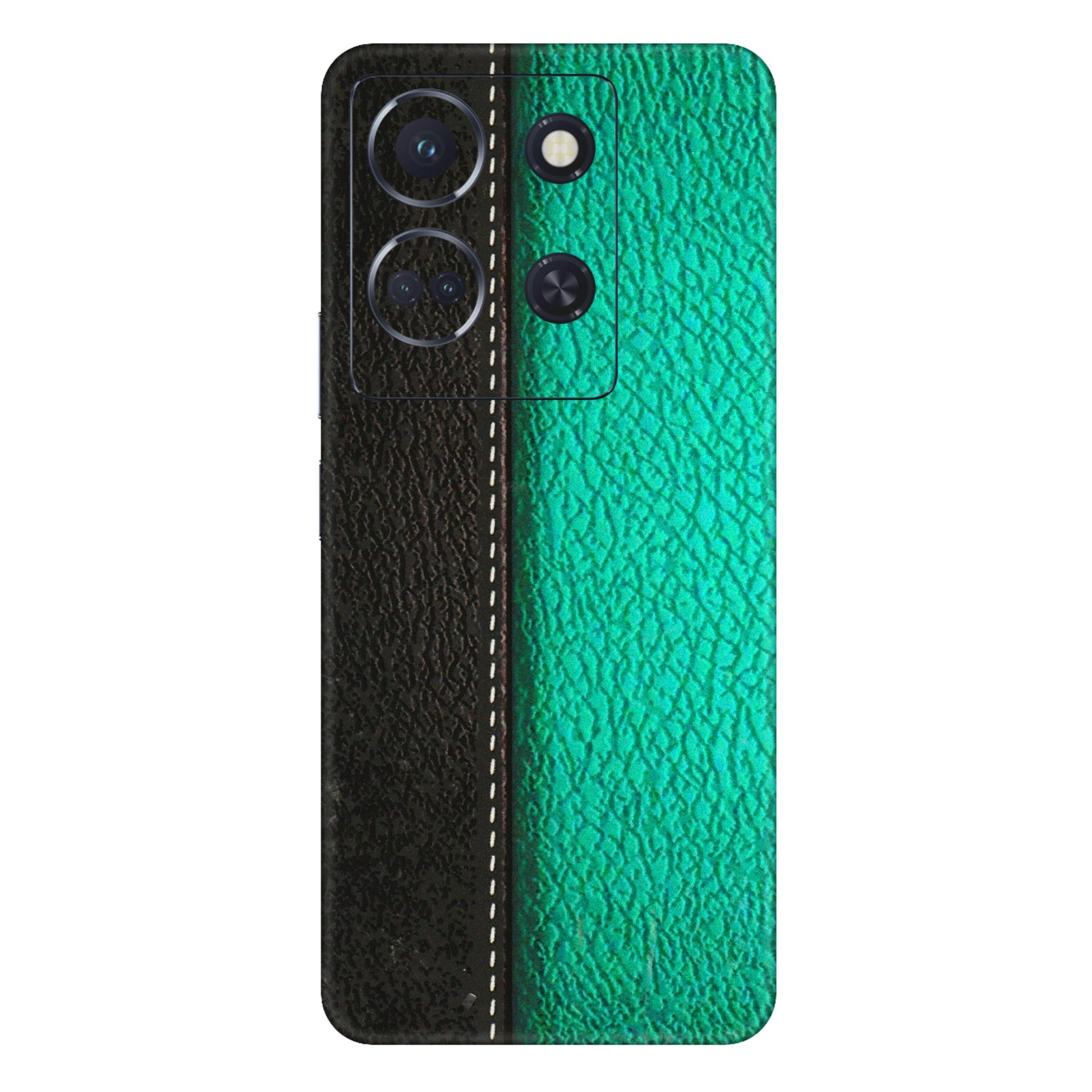 INFINIX Phone Skins (All Models) - Black Green Dual Leather Stich - 3D Embossed Finish (L-233) Infinix Note 30 (5G)