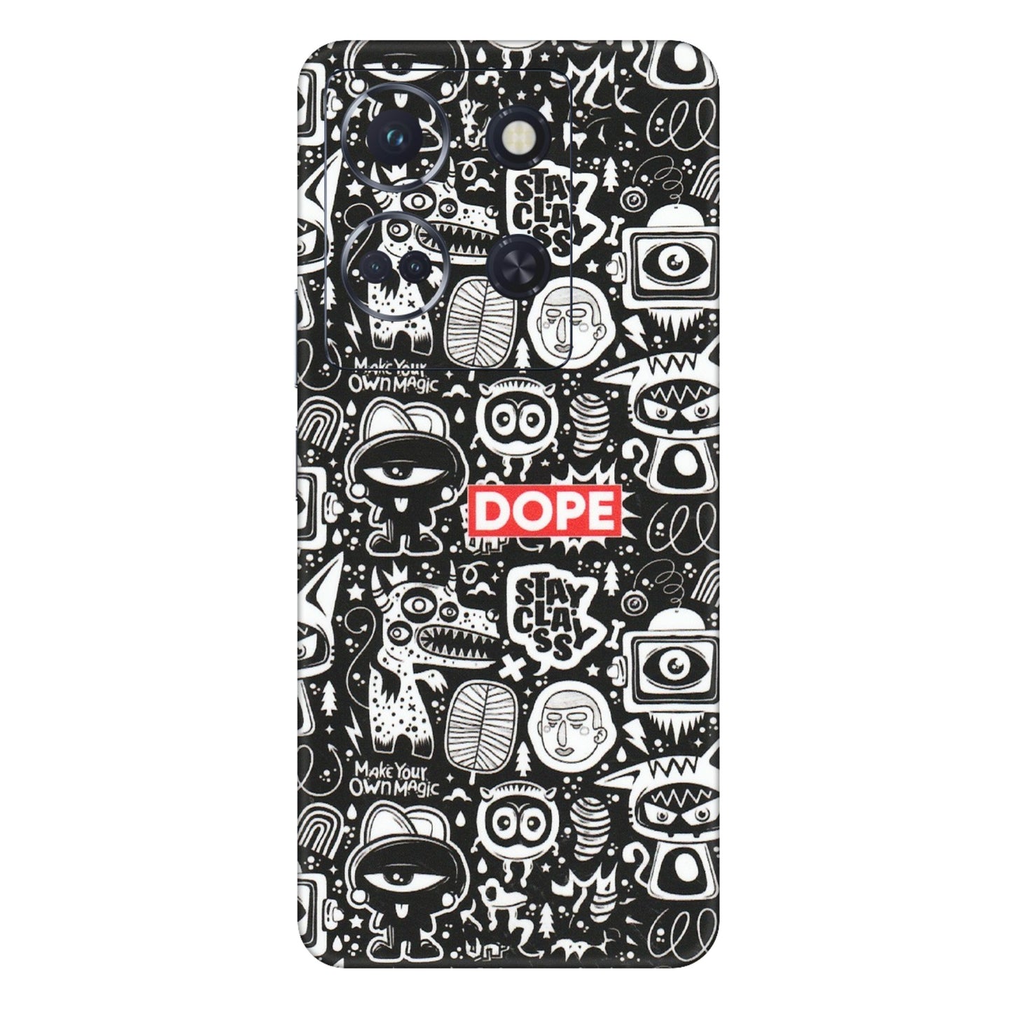 INFINIX Phone Skins (All Models) - Dope Stay Classy Black Doodles - Matte Finish (M-126) Infinix Note 30 (5G)