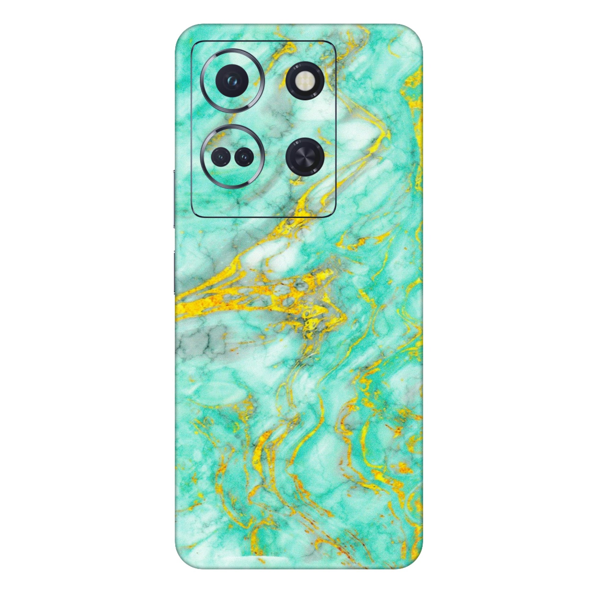 INFINIX Phone Skins (All Models) - Green And Gold Marble Feel - Matte Finish (M-16) Infinix Note 30 (5G)