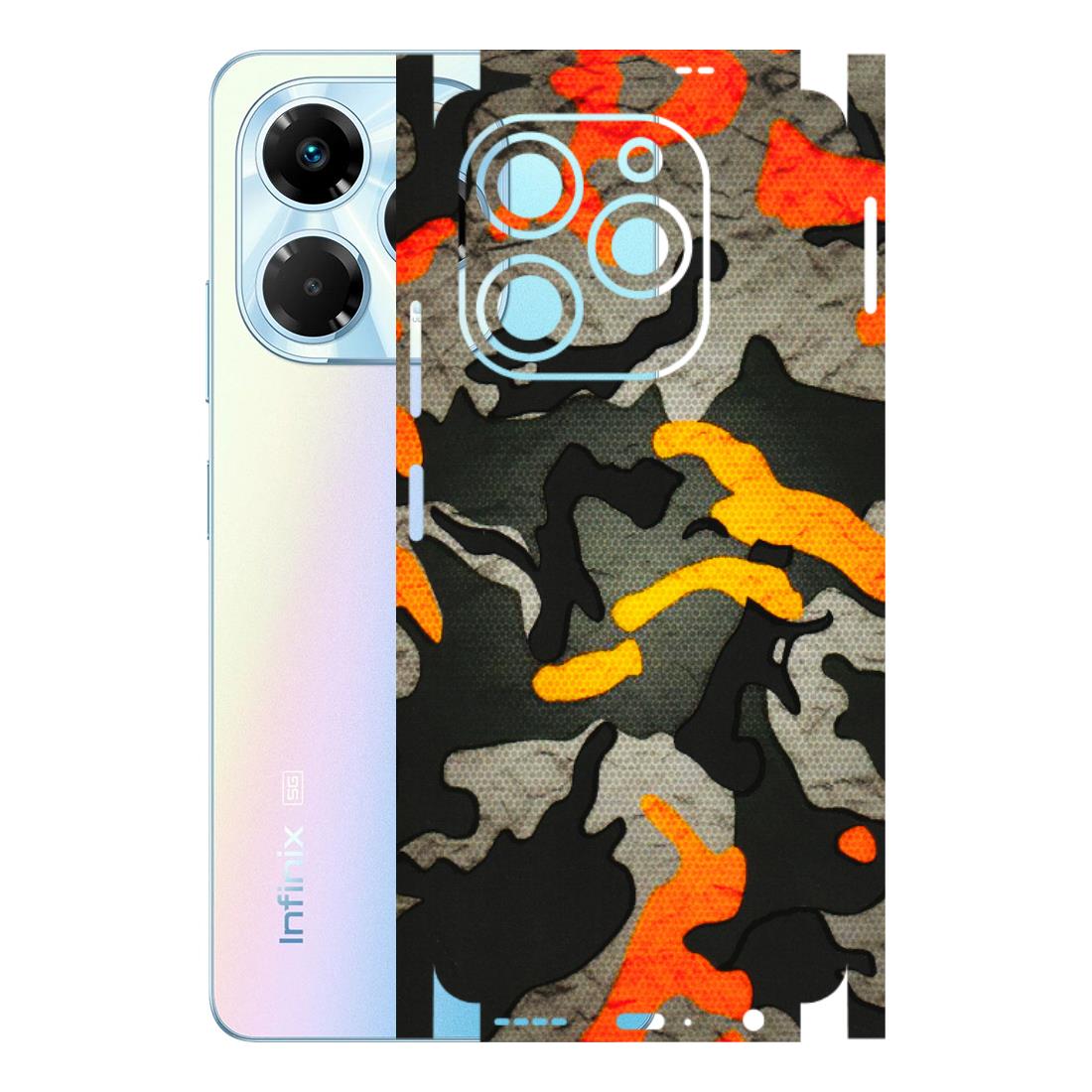 INFINIX Phone Skins (All Models) - Orange Camouflage - 3D Embossed Finish (L-204) Infinix Note 40X (5G)