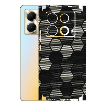 INFINIX Phone Skins (All Models) - Black & White Dotted Honeycomb Texture - 3D Embossed Finish (L-202) Infinix Note 40