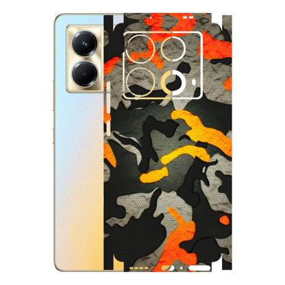 INFINIX Phone Skins (All Models) - Orange Camouflage - 3D Embossed Finish (L-204) Infinix Note 40