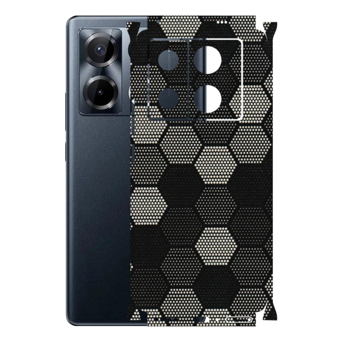 INFINIX Phone Skins (All Models) - Black & White Dotted Honeycomb Texture - 3D Embossed Finish (L-202) Infinix Note 40 PRO 4G