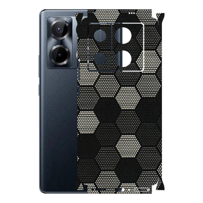 INFINIX Phone Skins (All Models) - Black & White Dotted Honeycomb Texture - 3D Embossed Finish (L-202) Infinix Note 40 PRO 4G