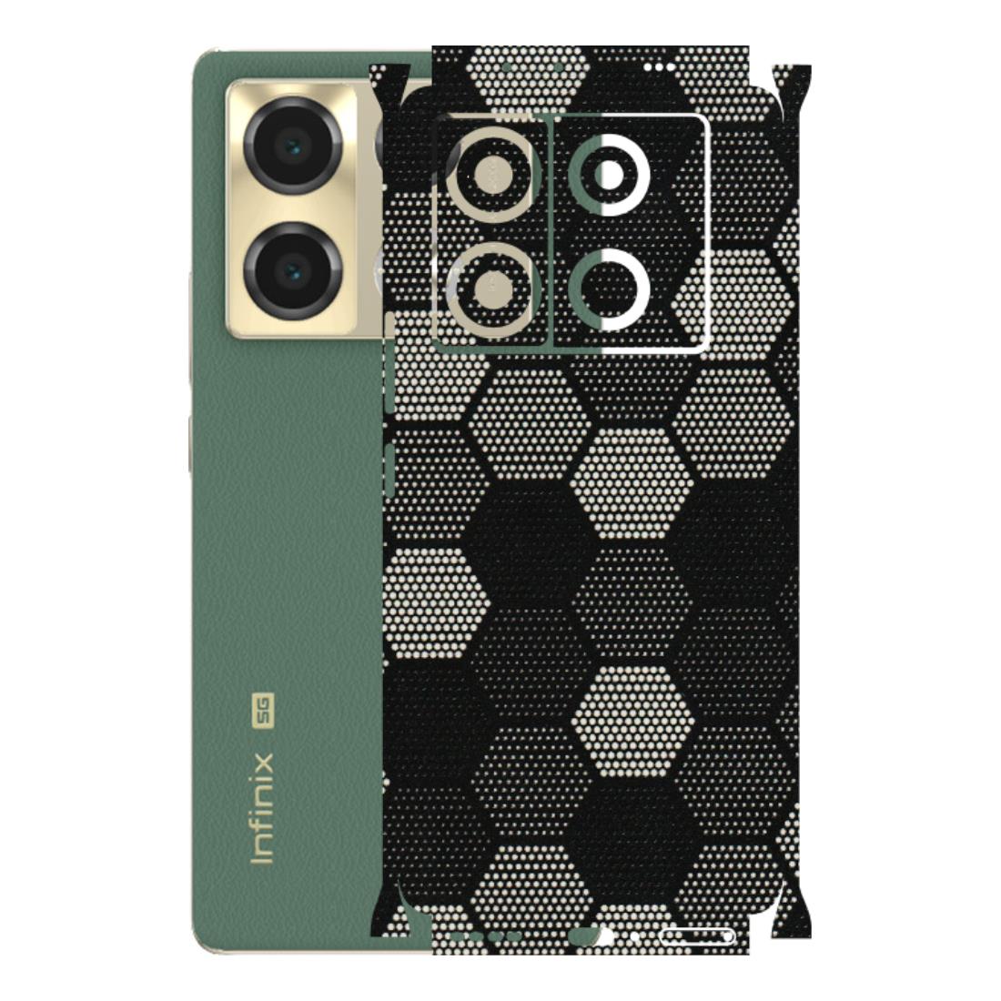INFINIX Phone Skins (All Models) - Black & White Dotted Honeycomb Texture - 3D Embossed Finish (L-202) Infinix Note 40 PRO (5G)