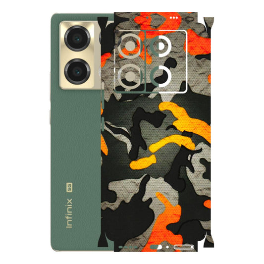 INFINIX Phone Skins (All Models) - Orange Camouflage - 3D Embossed Finish (L-204) Infinix Note 40 PRO (5G)