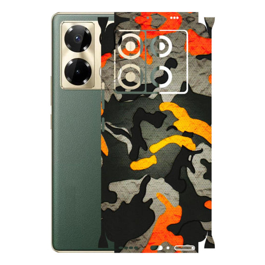 INFINIX Phone Skins (All Models) - Orange Camouflage - 3D Embossed Finish (L-204) Infinix Note 40 PRO PLUS
