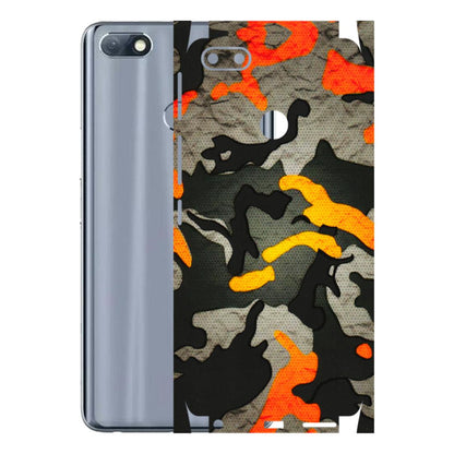INFINIX Phone Skins (All Models) - Orange Camouflage - 3D Embossed Finish (L-204) Infinix Note 5