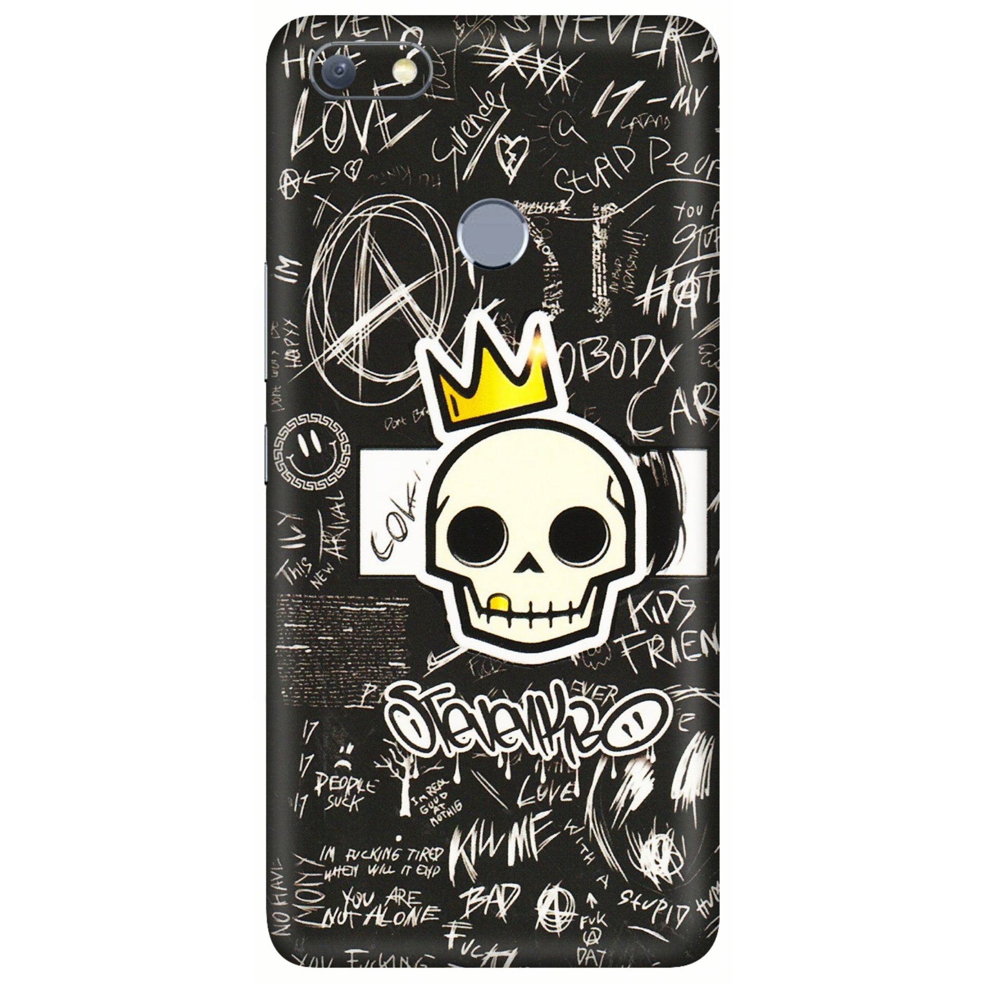 INFINIX Phone Skins (All Models) - Funny Skull Black Chalk Grafitti - 3D Embossed Finish (L-22) Infinix Note 5