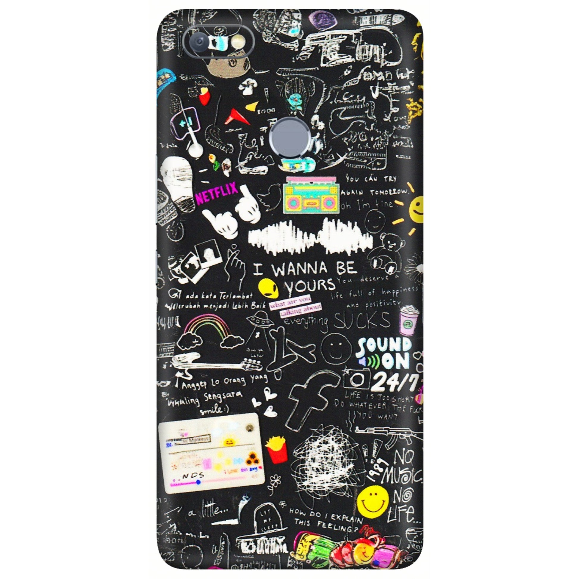 INFINIX Phone Skins (All Models) - Black Creatives Doodles - 3D Embossed Finish (L-311) Infinix Note 5