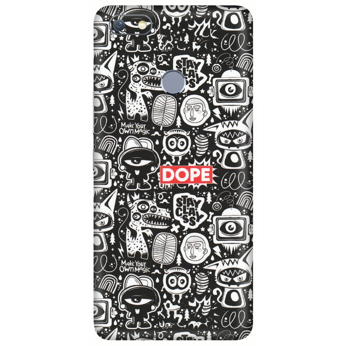INFINIX Phone Skins (All Models) - Dope Stay Classy Black Doodles - Matte Finish (M-126) Infinix Note 5