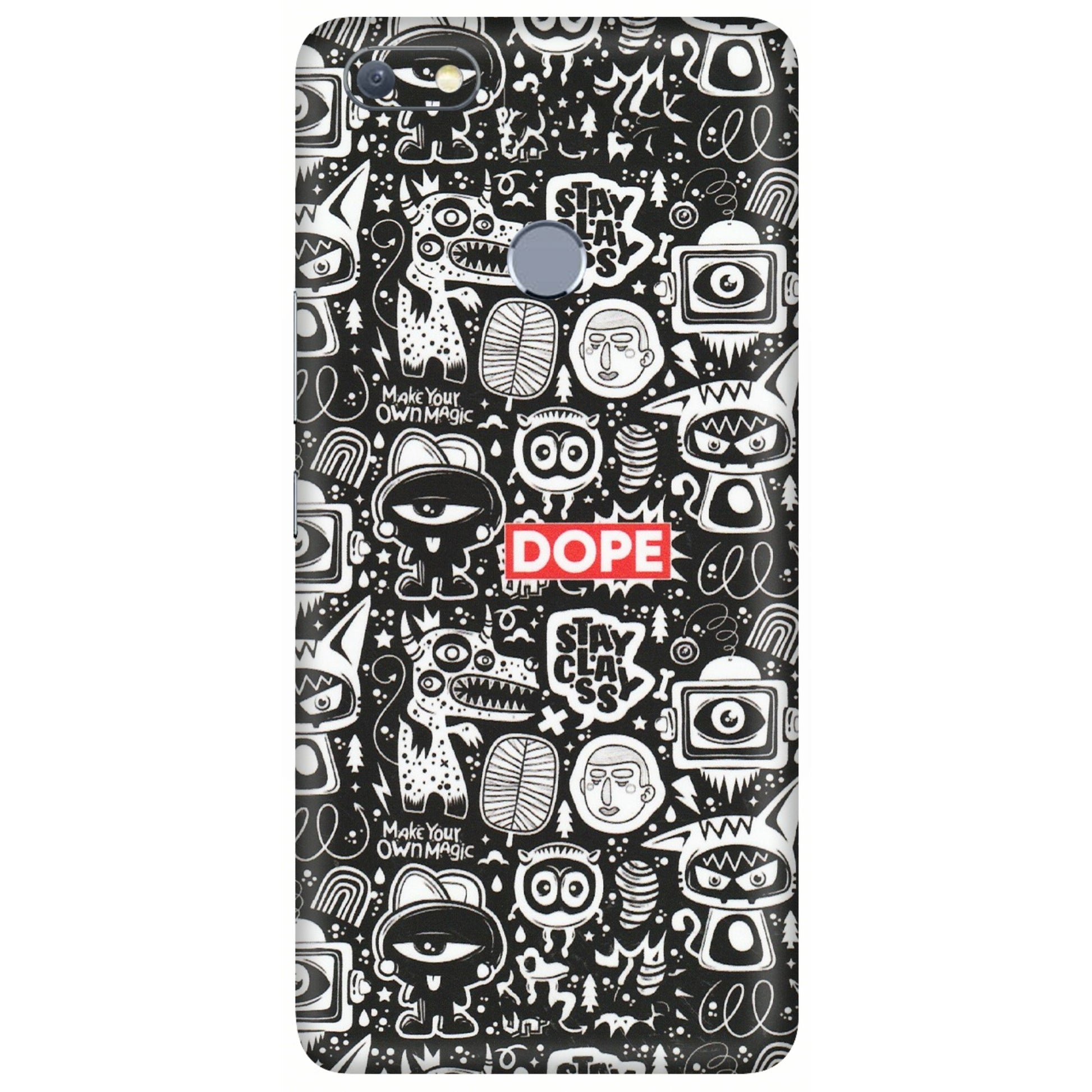 INFINIX Phone Skins (All Models) - Dope Stay Classy Black Doodles - Matte Finish (M-126) Infinix Note 5
