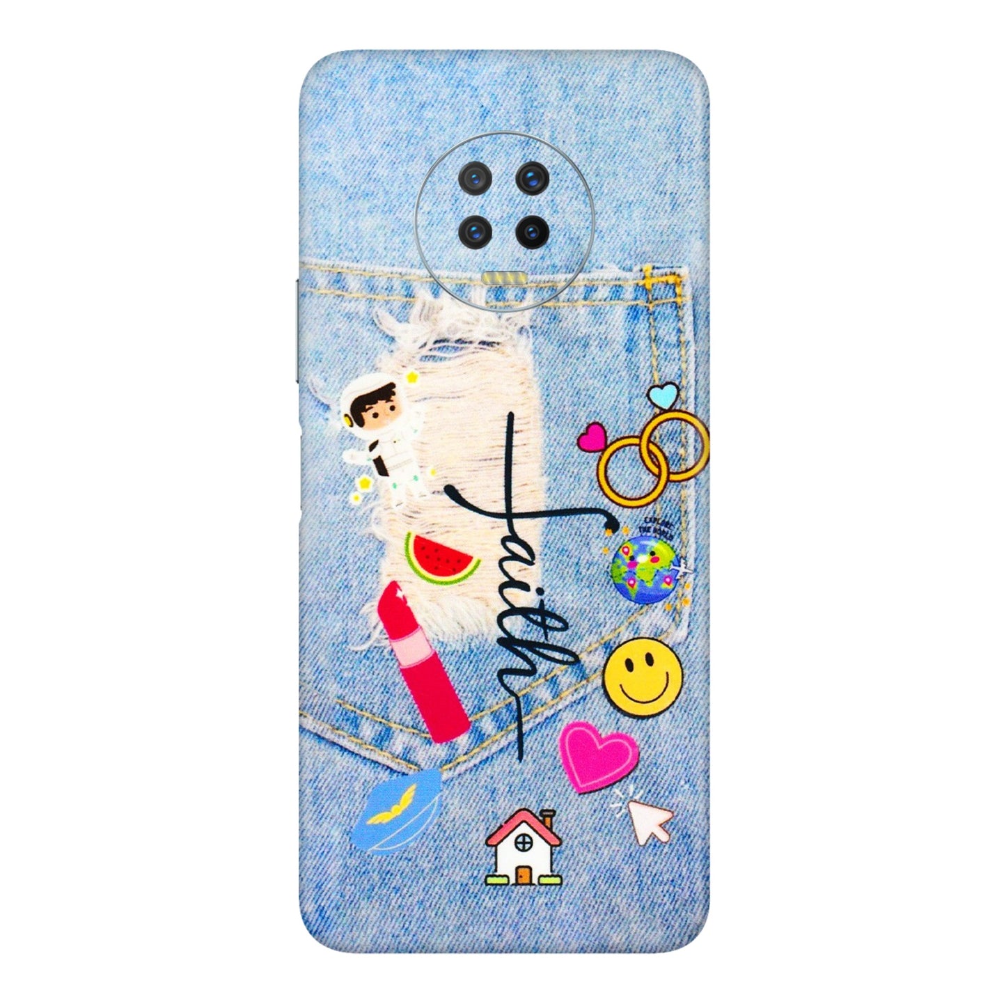 INFINIX Phone Skins (All Models) - Denim Jeans Pocket - 3D Embossed Finish (L-134) Infinix Note 7